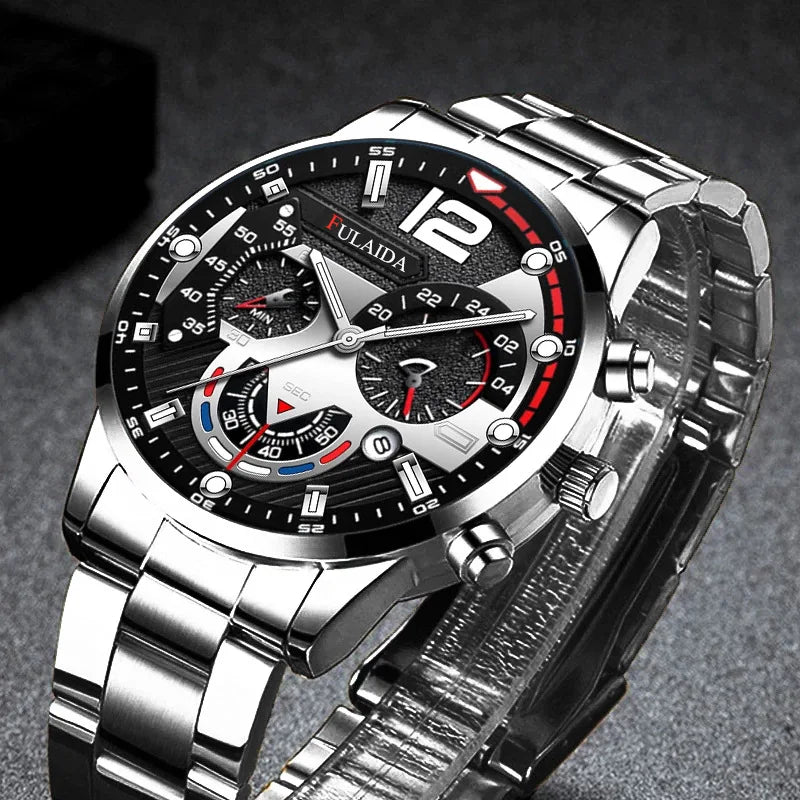 Luxury Men's Watch Fashion Stainless Steel Exquisite Calendar Business Watches Male Clock Sports Wristwatch Relogio Masculino