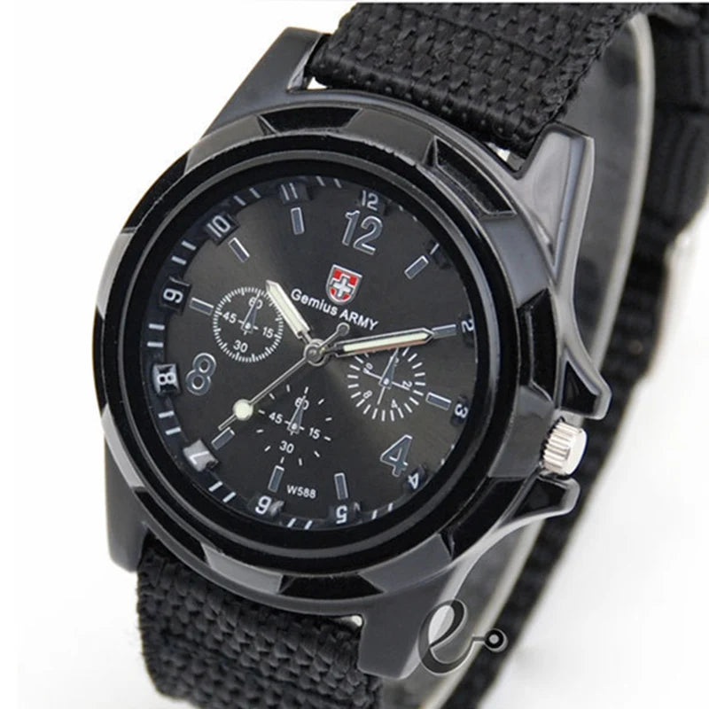 Mens Watch New Fashion Sports Quartz Military Wristatches Luminous Slim 24Hrs Analog Nylon Hot Sale Relojes