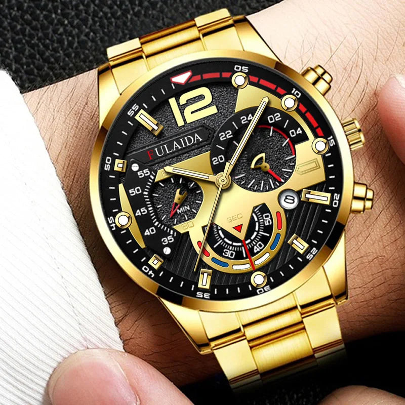 Luxury Men's Watch Fashion Stainless Steel Exquisite Calendar Business Watches Male Clock Sports Wristwatch Relogio Masculino