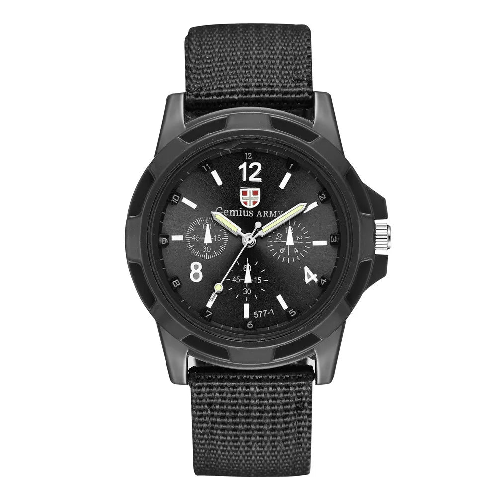 Mens Watch New Fashion Sports Quartz Military Wristatches Luminous Slim 24Hrs Analog Nylon Hot Sale Relojes