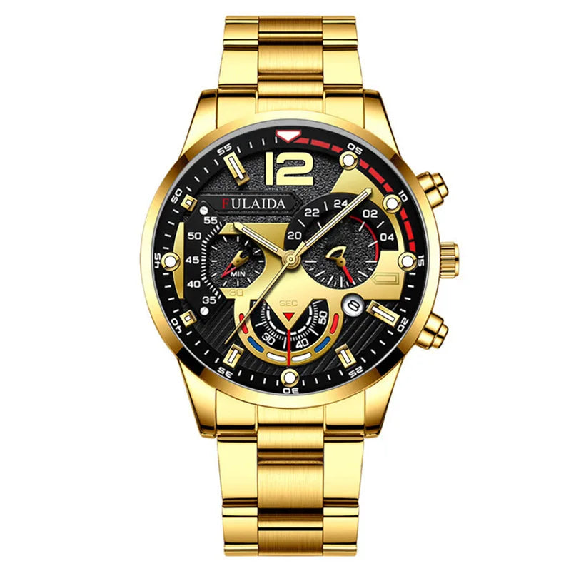 Men's Luxury Watch Fashion Stainless Steel Exquisite Calendar Business Watches Male Clock Sports Wristwatch Relogio Masculino