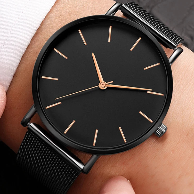 Fashion watch for men reloj hombre Stainless Steel Mesh Bracelet Quartz Wristwatch Clock Men's Wrist Watch relogio masculino