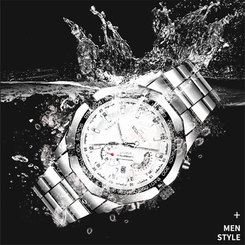 Men Watches Stainless Steel Band reloj hombre Fashion Luxury Quartz Wristwatch Waterproof Luminous Male Clock relogio masculino