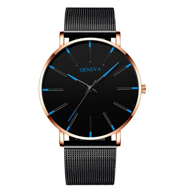Minimalist Masculino Relogio Men's Fashion Watches Simple Business Stainless Steel Mesh Belt Quartz Elegant Style Wristwatch