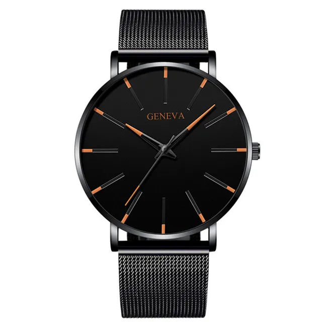 Minimalist Masculino Relogio Men's Fashion Watches Simple Business Stainless Steel Mesh Belt Quartz Elegant Style Wristwatch