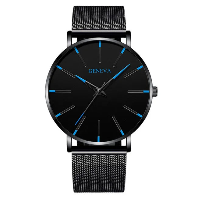 Minimalist Masculino Relogio Men's Fashion Watches Simple Business Stainless Steel Mesh Belt Quartz Elegant Style Wristwatch