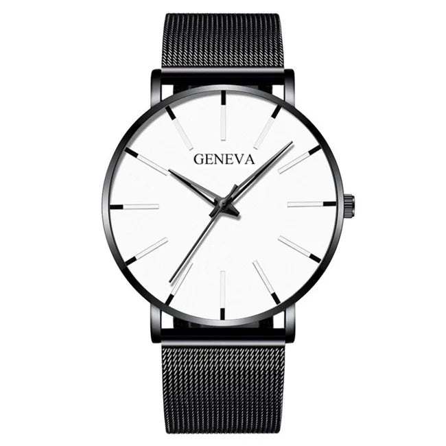 Minimalist Masculino Relogio Men's Fashion Watches Simple Business Stainless Steel Mesh Belt Quartz Elegant Style Wristwatch