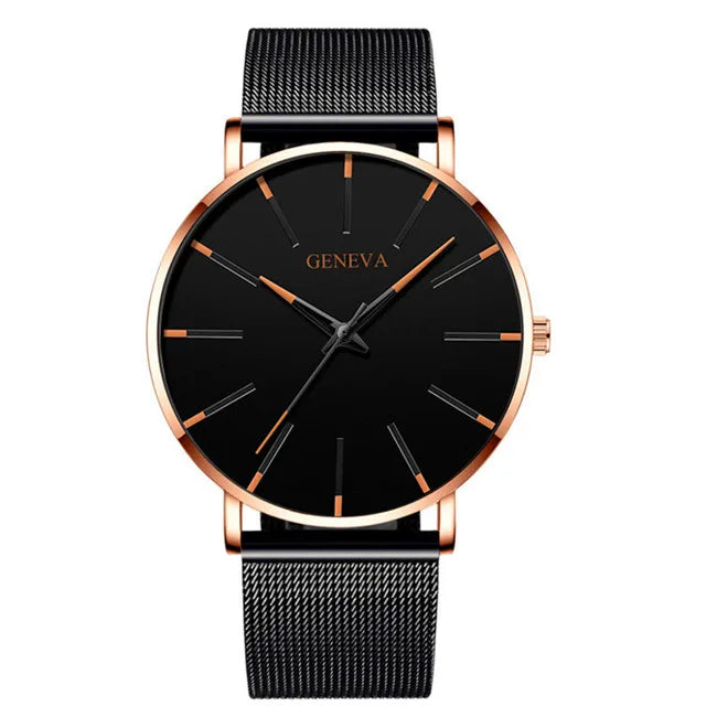Minimalist Masculino Relogio Men's Fashion Watches Simple Business Stainless Steel Mesh Belt Quartz Elegant Style Wristwatch