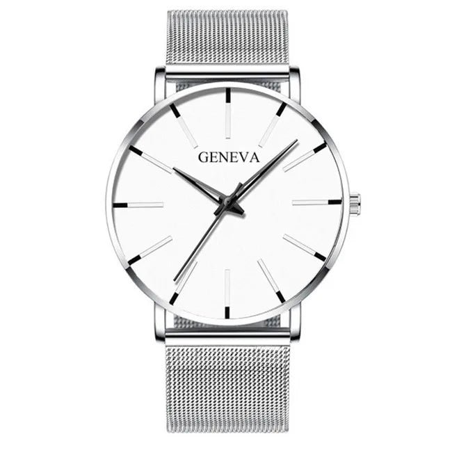 Minimalist Masculino Relogio Men's Fashion Watches Simple Business Stainless Steel Mesh Belt Quartz Elegant Style Wristwatch