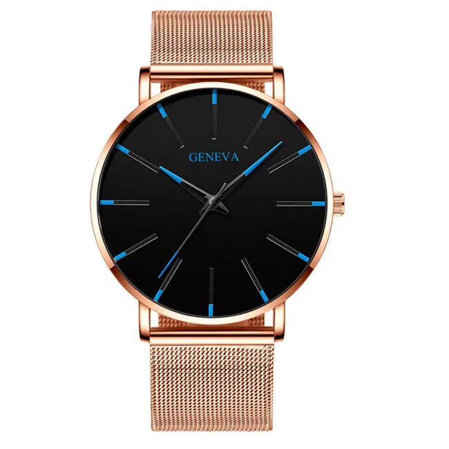 Minimalist Masculino Relogio Men's Fashion Watches Simple Business Stainless Steel Mesh Belt Quartz Elegant Style Wristwatch