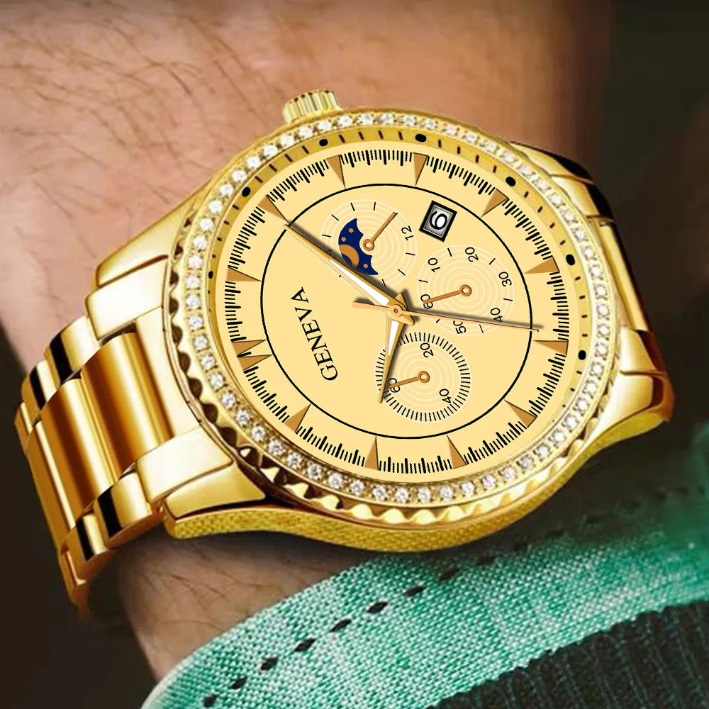 Fashion Mens Watches Luxury Stainless Steel Top Brand Quartz Wrist Watch for Man Business Calendar Male Clock Relogio Masculino