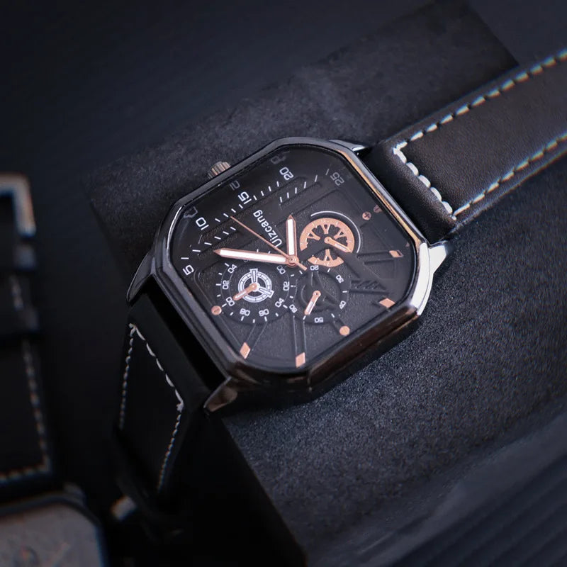 Mens Watch Exquisite Male Leather Quartz Wristwatch Elegant Business Gentle Clock Casual Relogio Masculino Fashion Saati Gift