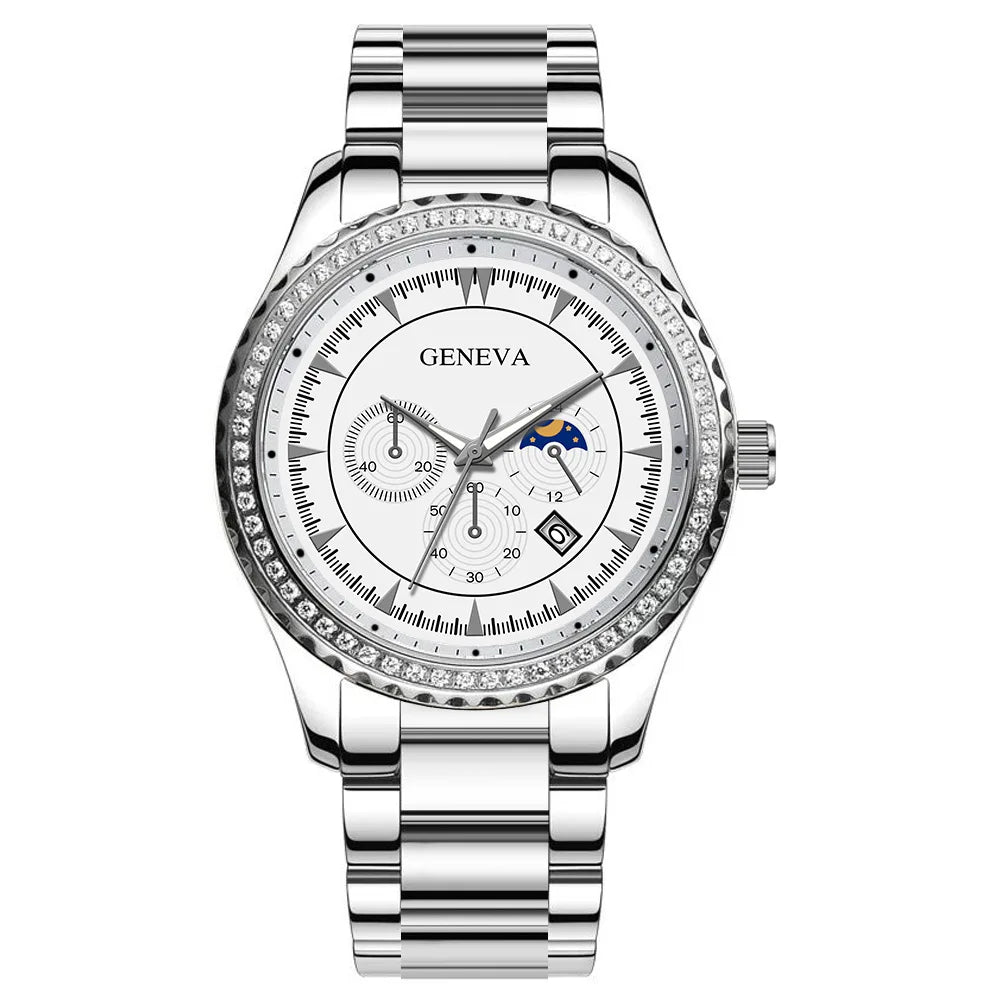 Fashion Mens Watches Luxury Stainless Steel Top Brand Quartz Wrist Watch for Man Business Calendar Male Clock Relogio Masculino