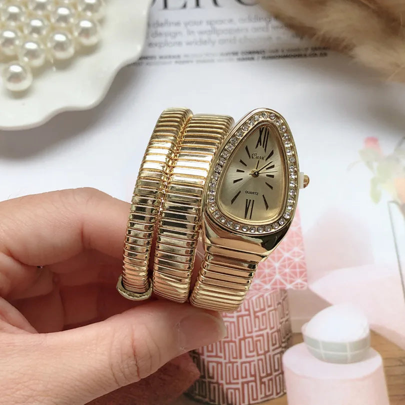 Snake Watch Women's Quartz Bracelet Fashion Gold Ladies Watches Clock reloj mujer montre femme relogio Luxury Ladies Wristwatch