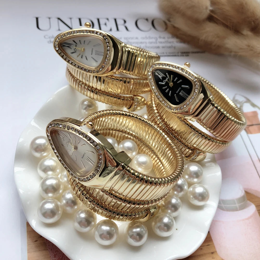 Snake Watch Women's Quartz Bracelet Fashion Gold Ladies Watches Clock reloj mujer montre femme relogio Luxury Ladies Wristwatch