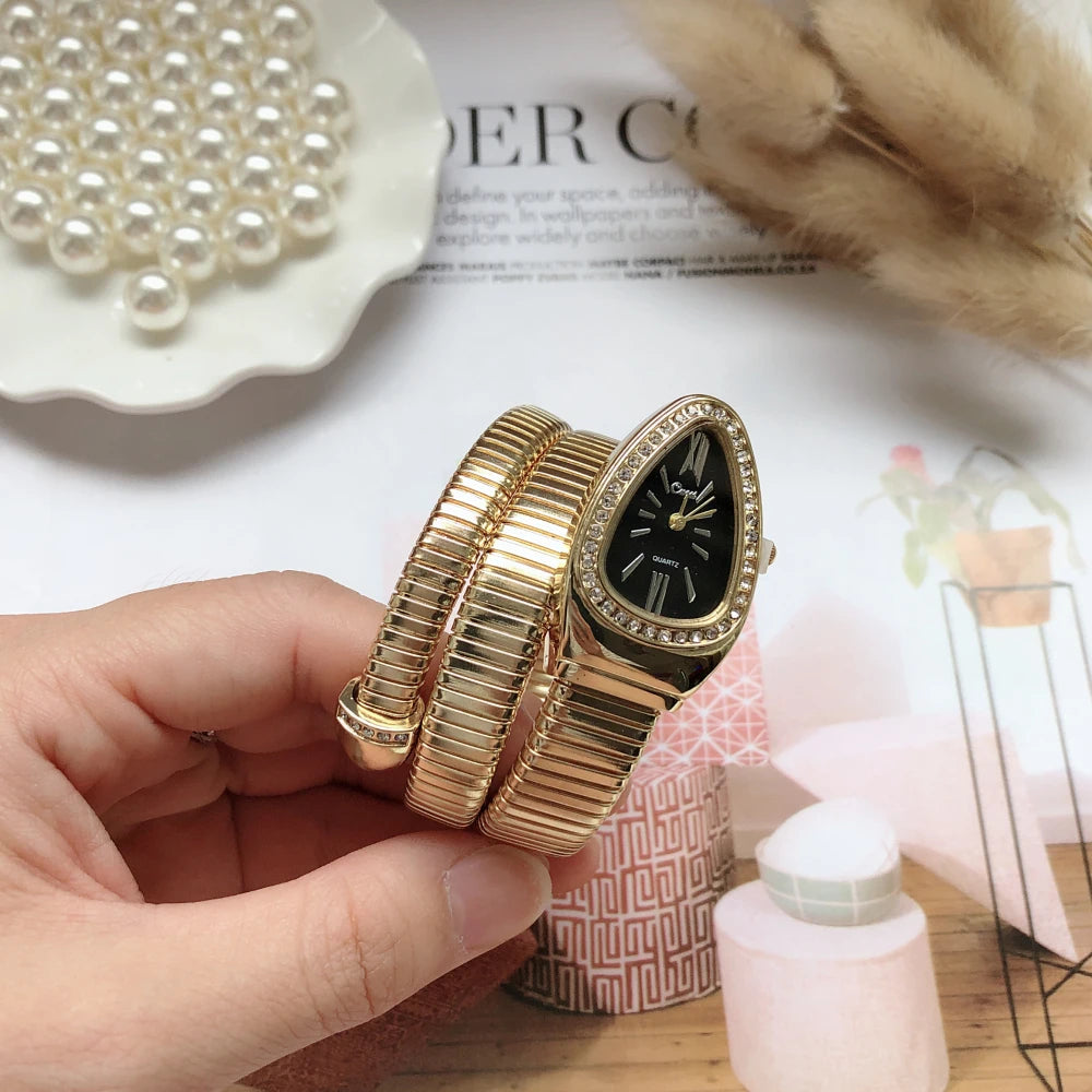 Snake Watch Women's Quartz Bracelet Fashion Gold Ladies Watches Clock reloj mujer montre femme relogio Luxury Ladies Wristwatch