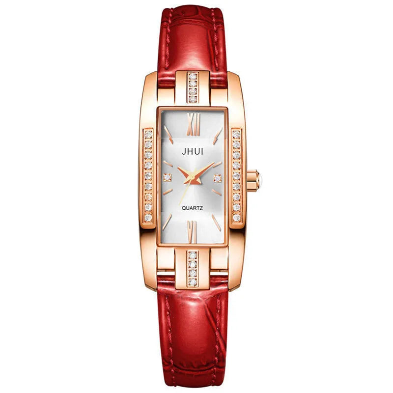 2021 New Luxury Women Watch Unique Design Rectangular Dial Crystal Quartz Watches Ladies Leather Straps Clock reloj mujer saati