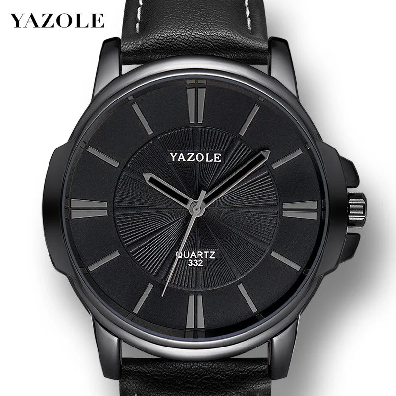 Mens Leather Watches Brand YAZOLE Luxury Male Quartz Wristwatch Waterproof Roman Elegant Fashion Clock Masculino Relojes