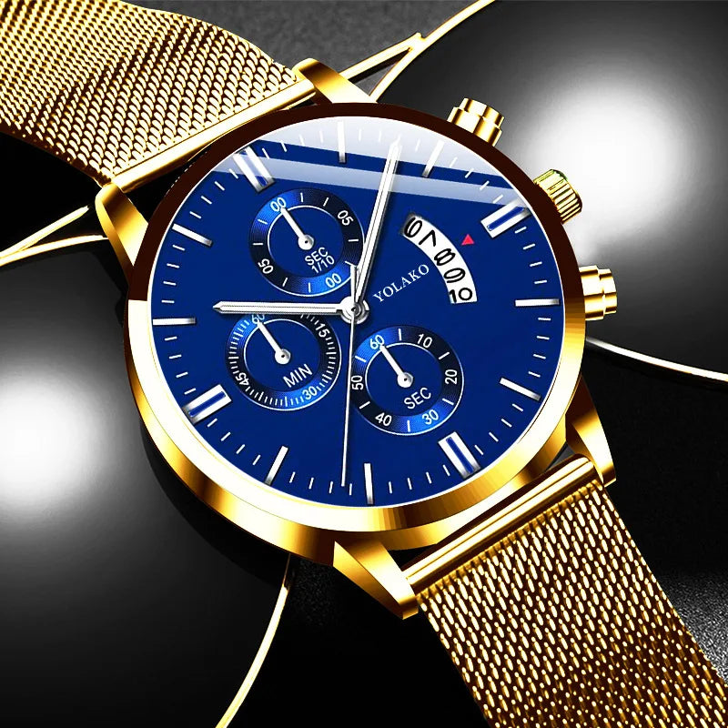 Men's Wrist Watches Men Stainless Steel Mesh Belt Quartz Watch Ultra Thin Man Business Male Clock Casual Watch relogio masculino