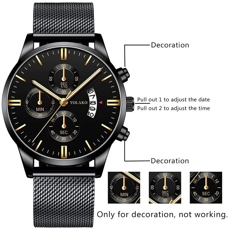 Men's Wrist Watches Men Stainless Steel Mesh Belt Quartz Watch Ultra Thin Man Business Male Clock Casual Watch relogio masculino