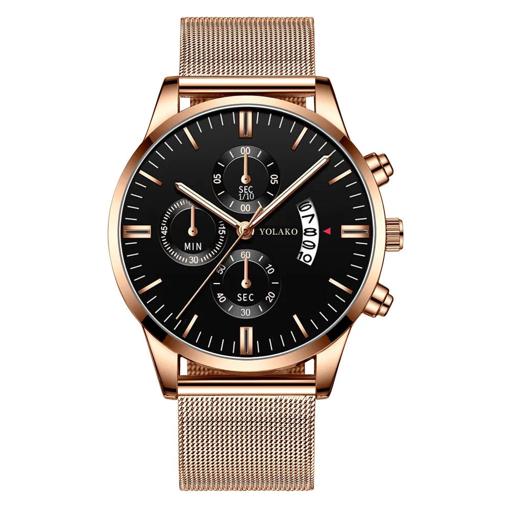 Men's Wrist Watches Men Stainless Steel Mesh Belt Quartz Watch Ultra Thin Man Business Male Clock Casual Watch relogio masculino