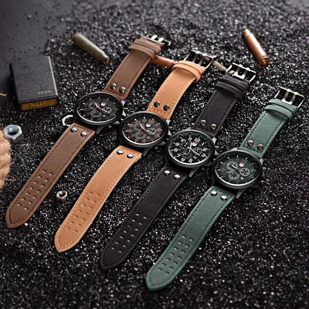 Men QuartzLeather Strap Watch LianDu Sports Casual Wristwatch Masculino Relogio Fashion Male Calendar Clock Out-door Relogio