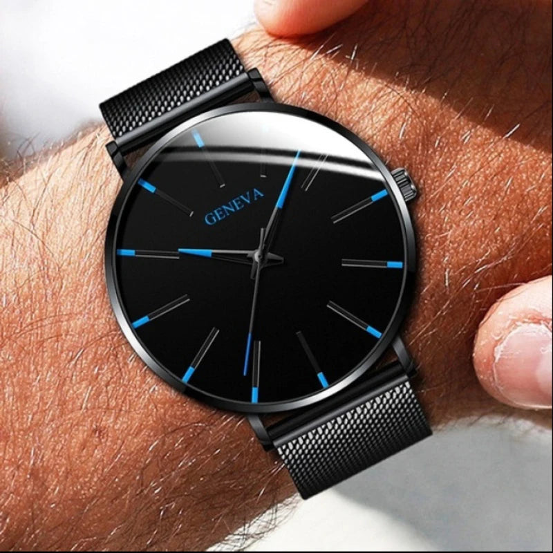 Men Fashion Stainless Steel Watch Minimalist Quartz Mesh Simple Casual Male Clock Sales Relogio Masculino Reloj Hombre Sports