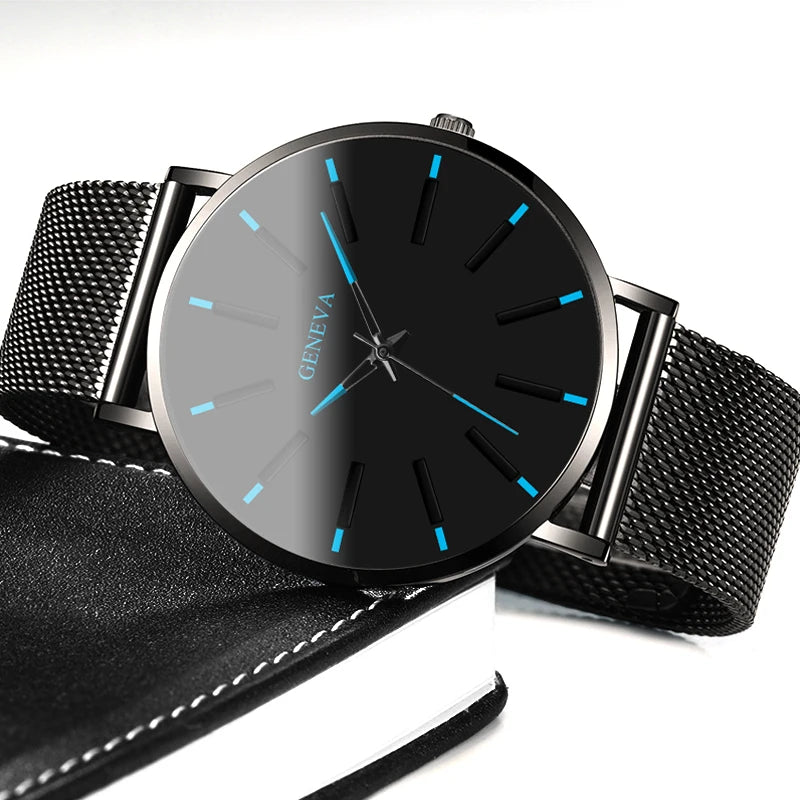 Men Fashion Stainless Steel Watch Minimalist Quartz Mesh Simple Casual Male Clock Sales Relogio Masculino Reloj Hombre Sports