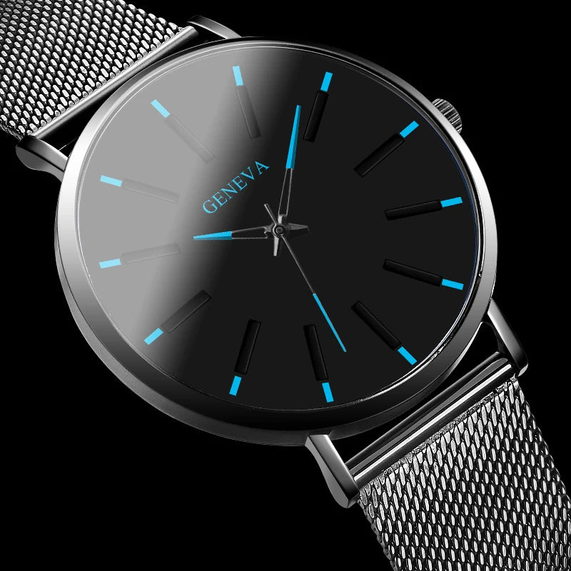 Men Fashion Stainless Steel Watch Minimalist Quartz Mesh Simple Casual Male Clock Sales Relogio Masculino Reloj Hombre Sports