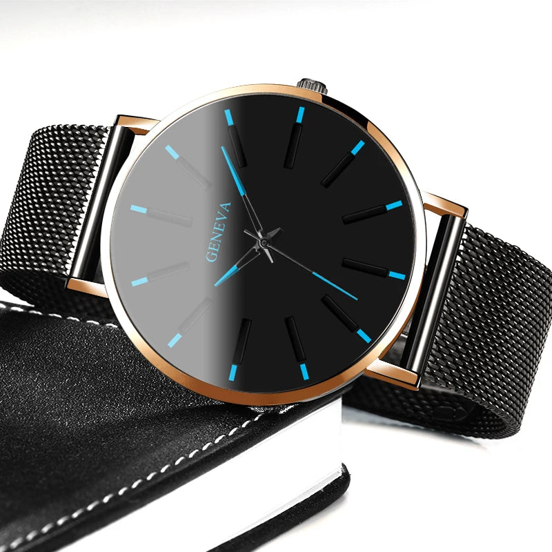 Men Fashion Stainless Steel Watch Minimalist Quartz Mesh Simple Casual Male Clock Sales Relogio Masculino Reloj Hombre Sports