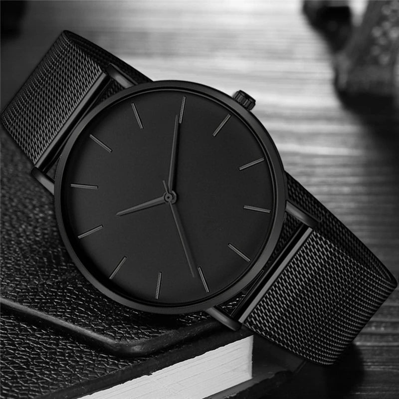 Men Business Watch Simple Stainless Steel Mesh Men's Watches Quartz Exquisite Casual Wristwatch Relogio Masculino Clock Hot Sale