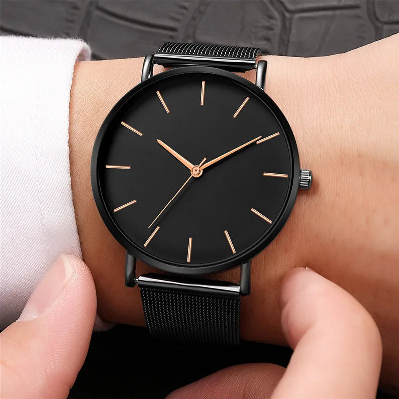 Men Business Watch Simple Stainless Steel Mesh Men's Watches Quartz Exquisite Casual Wristwatch Relogio Masculino Clock Hot Sale