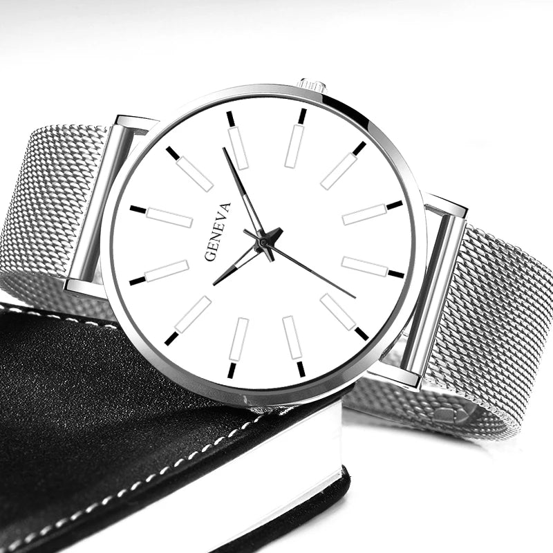 Men Fashion Stainless Steel Watch Minimalist Quartz Mesh Simple Casual Male Clock Sales Relogio Masculino Reloj Hombre Sports
