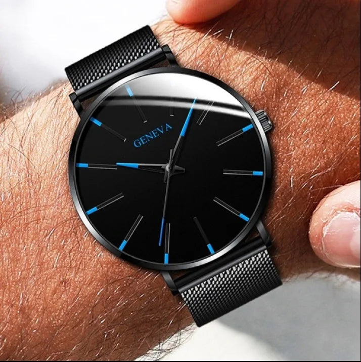 Men Fashion Stainless Steel Watch Minimalist Quartz Mesh Simple Casual Male Clock Sales Relogio Masculino Reloj Hombre Sports