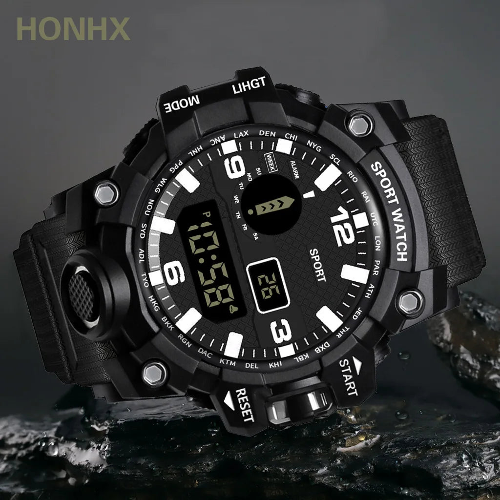 Sports LED Watch Men Children Young Out door Clock Vibration Digital Military Watches Men's Fashion Male Wristwatch Masculino
