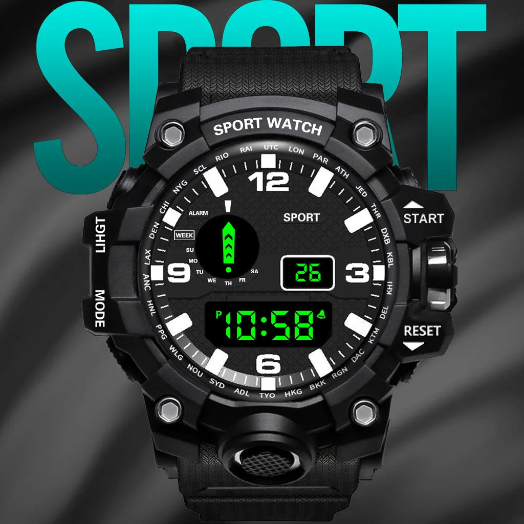 Sports LED Watch Men Children Young Out door Clock Vibration Digital Military Watches Men's Fashion Male Wristwatch Masculino