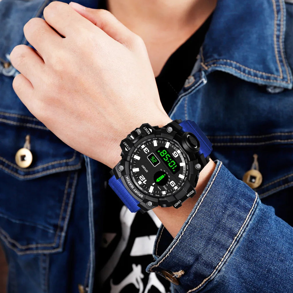 Sports LED Watch Men Children Young Out door Clock Vibration Digital Military Watches Men's Fashion Male Wristwatch Masculino