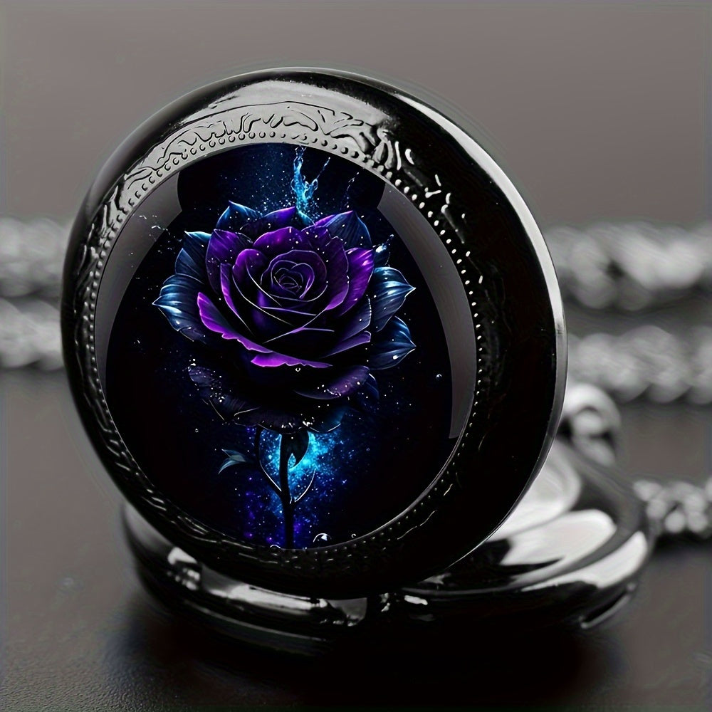 Blue rose pocket watch