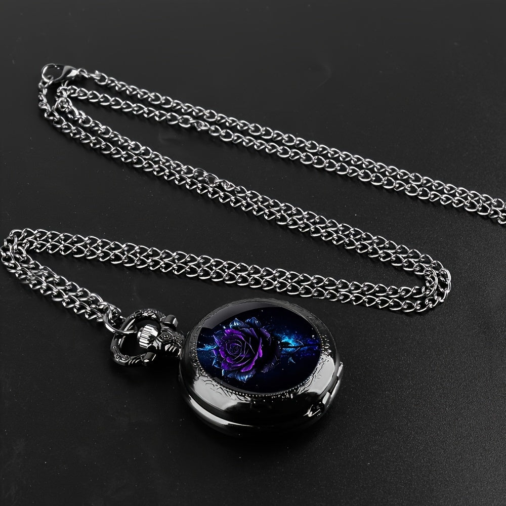 Blue rose pocket watch