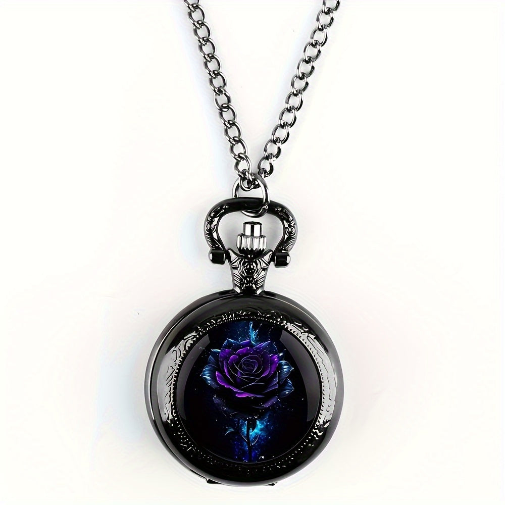 Blue rose pocket watch