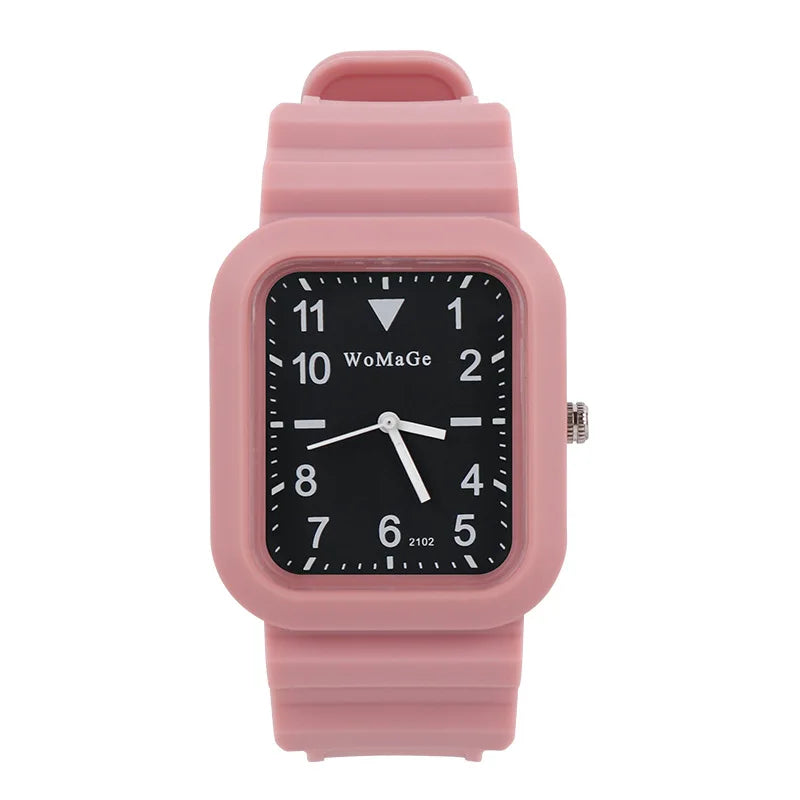 Simple Silicone Strap Womens Watch Fashion Quartz Rectangle Dial Watches Ladies Casual Female Clock montre femme saati