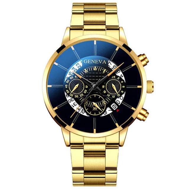Men's Wristwatch Quartz Golden Color Luxury Business 3 Eyes Watches Mens Fashion Steel Band Male Clock Gift Relogio Masculino