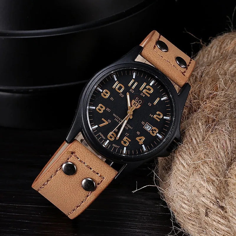 Men Watches Masculino Relogio Army Military Male Quartz Watch Leather Strap Casual Cool Men's Sport Wristwatch Saati Boys Clock