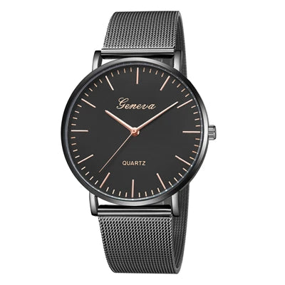 GENEVA Watch Womens Fashion Casual Simple Classic Quartz Relojes Stainless Steel Wristwatch Montre Feminino Relogio Girls Clock