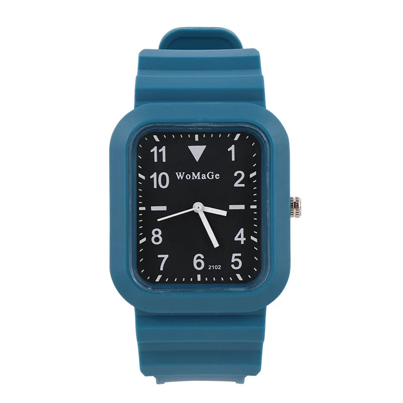 Simple Silicone Strap Womens Watch Fashion Quartz Rectangle Dial Watches Ladies Casual Female Clock montre femme saati