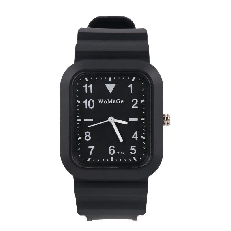 Simple Silicone Strap Womens Watch Fashion Quartz Rectangle Dial Watches Ladies Casual Female Clock montre femme saati