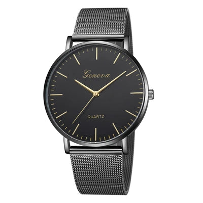 GENEVA Watch Womens Fashion Casual Simple Classic Quartz Relojes Stainless Steel Wristwatch Montre Feminino Relogio Girls Clock