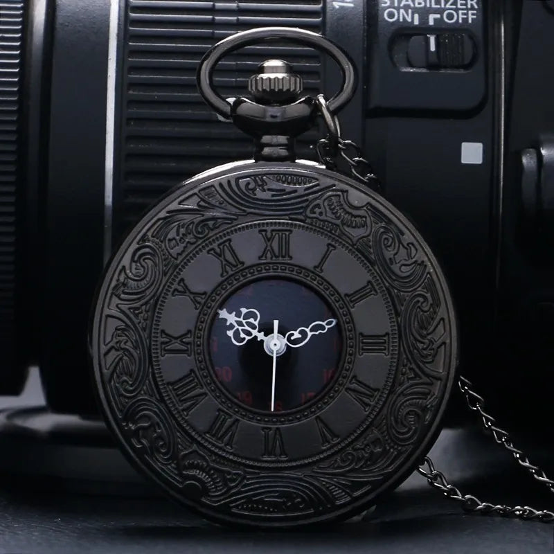 Vintage Charm Pocketwatch Classic Retro Fashion Roman Number Quartz Steampunk Pocket Watch Women Man Necklace Pendant with Chain