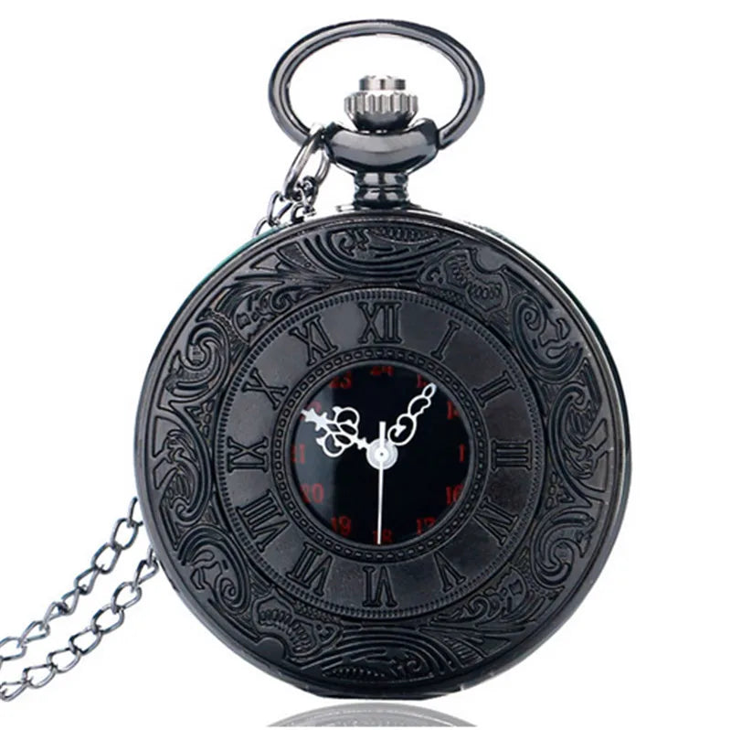 Vintage Charm Pocketwatch Classic Retro Fashion Roman Number Quartz Steampunk Pocket Watch Women Man Necklace Pendant with Chain