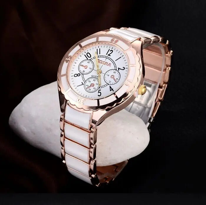 Rose Gold White Watch Women Watch Classic Steel Ceramic Ladies Wristwatch Clock Reloj Mujer Montre Female Relogio Feminino Saati